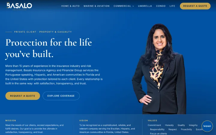 Basalo Insurance website