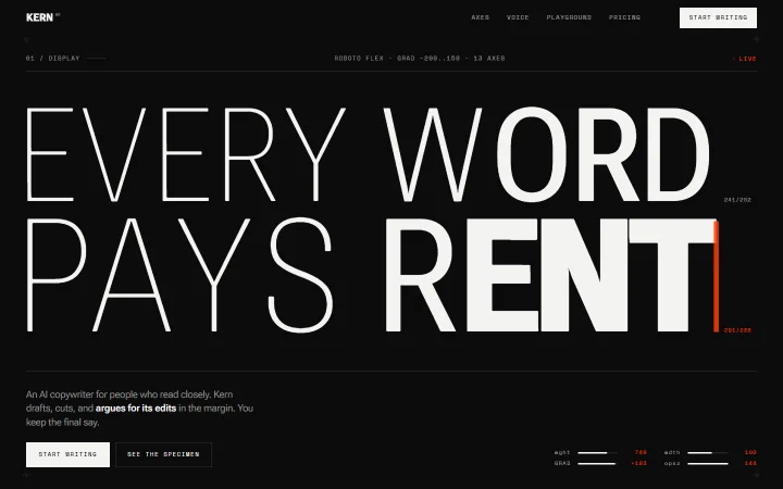 Kern AI copywriting website