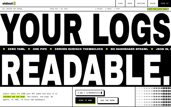 Stdout developer tools website